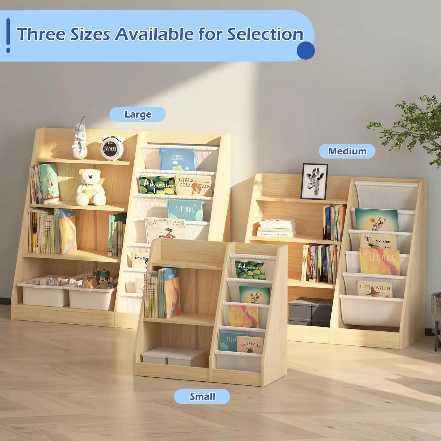 Baby Nursery Bookcase - 4 Tier Kids Bookshelf Baby Toddler