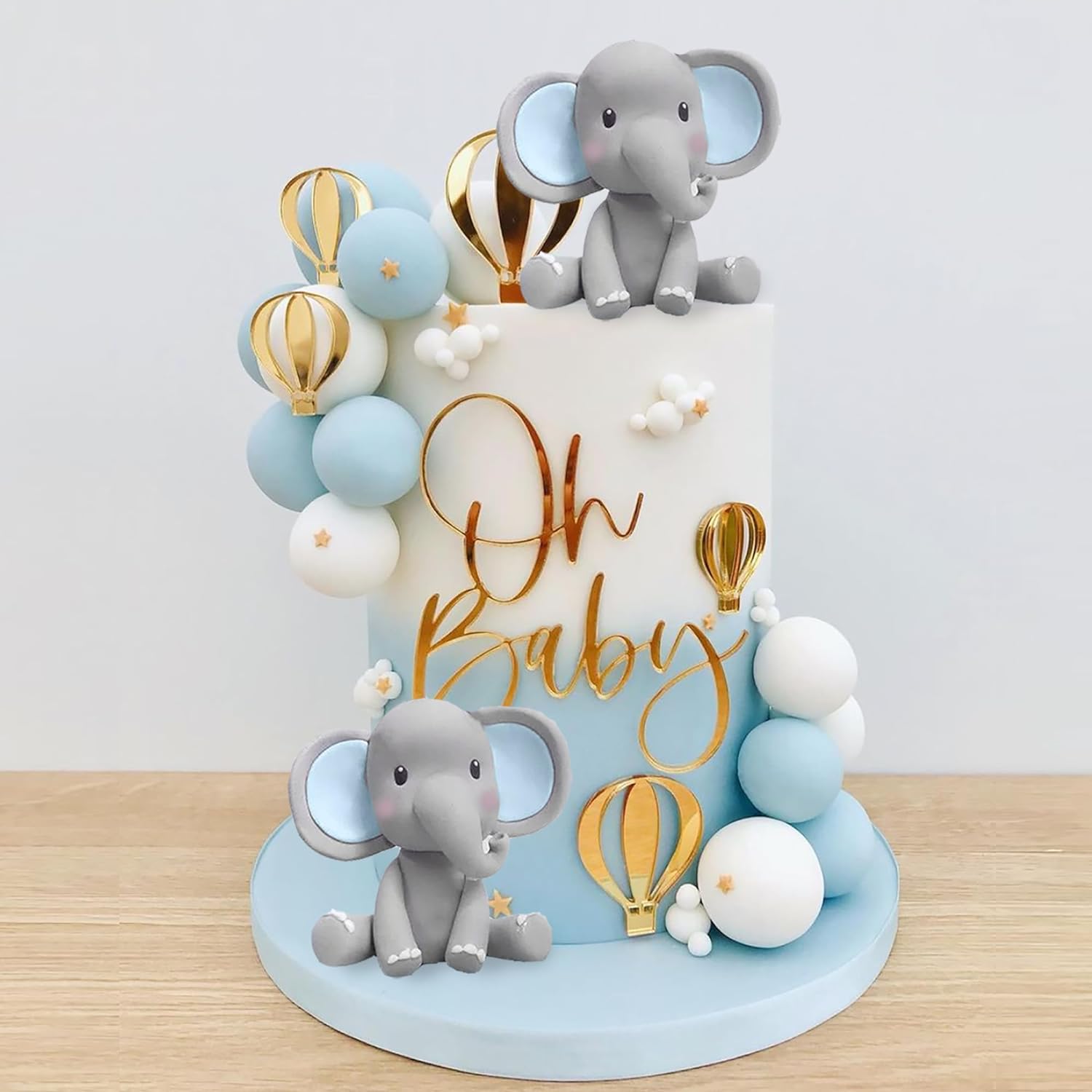 Baby Nursery Hot Air Balloon - Elephant Cake Decoration Baby Cake Topper