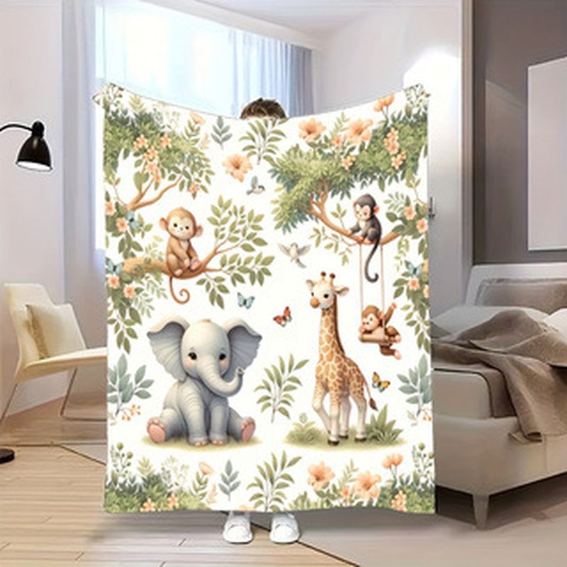 Baby Nursery Jungle Animals - VIKAMA Watercolor Jungle Animal Baby Blanket
