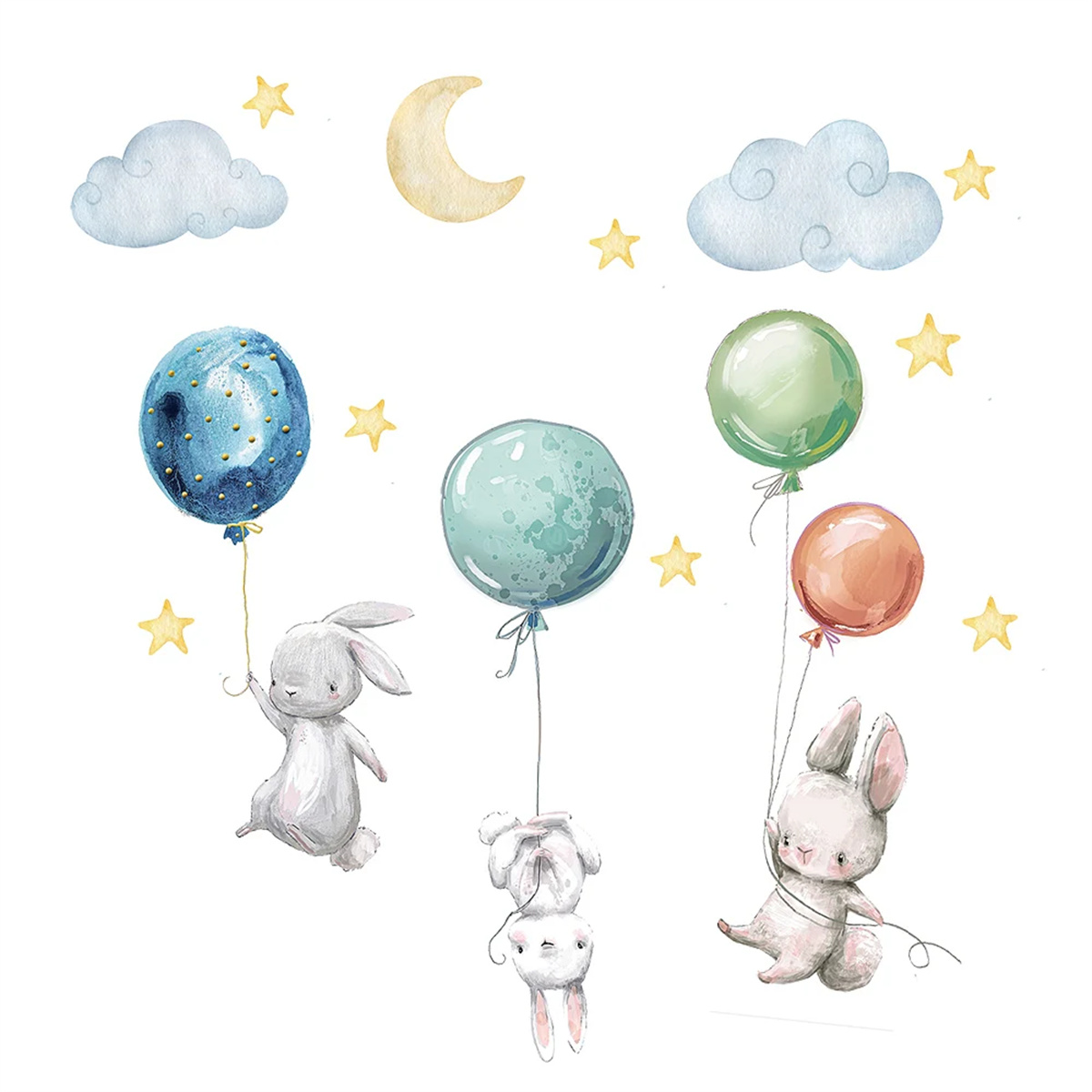 Baby Nursery Hot Air Balloon - Cartoon Hot Air Balloon Animals Bear