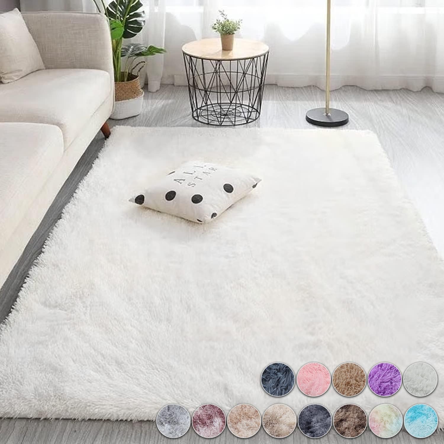 Baby Nursery Rug - Fluffy Cream White Woolen Rug for