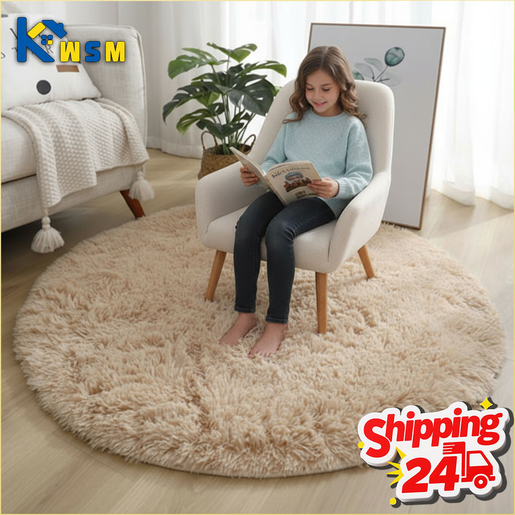 Baby Nursery Rug - Super Soft Fluffy Round Rug Plush