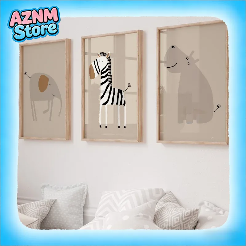 Baby Nursery Jungle Animals - Lion Tiger Elephant Giraffe Jungle Animal