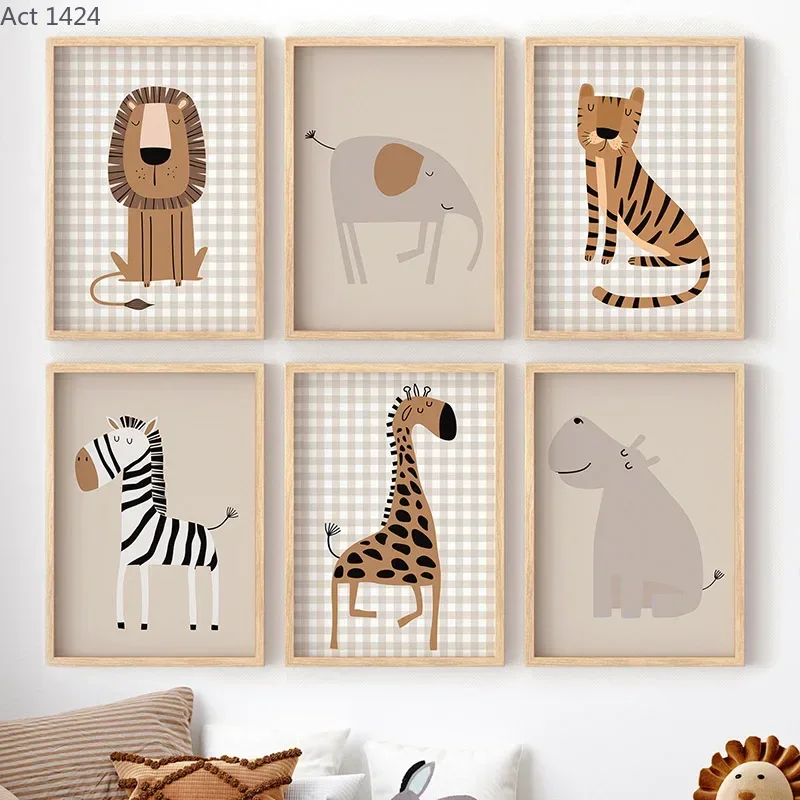 Baby Nursery Jungle Animals - Lion Tiger Elephant Giraffe Jungle Animal
