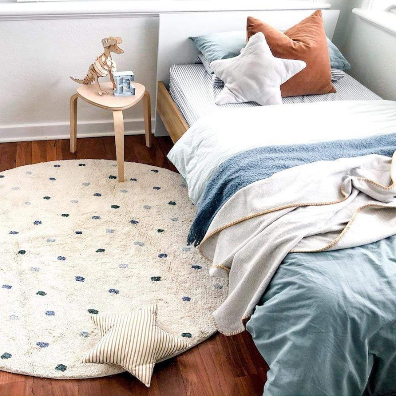 Baby Nursery Rug - Dot Fluffy Carpet Living Room Round