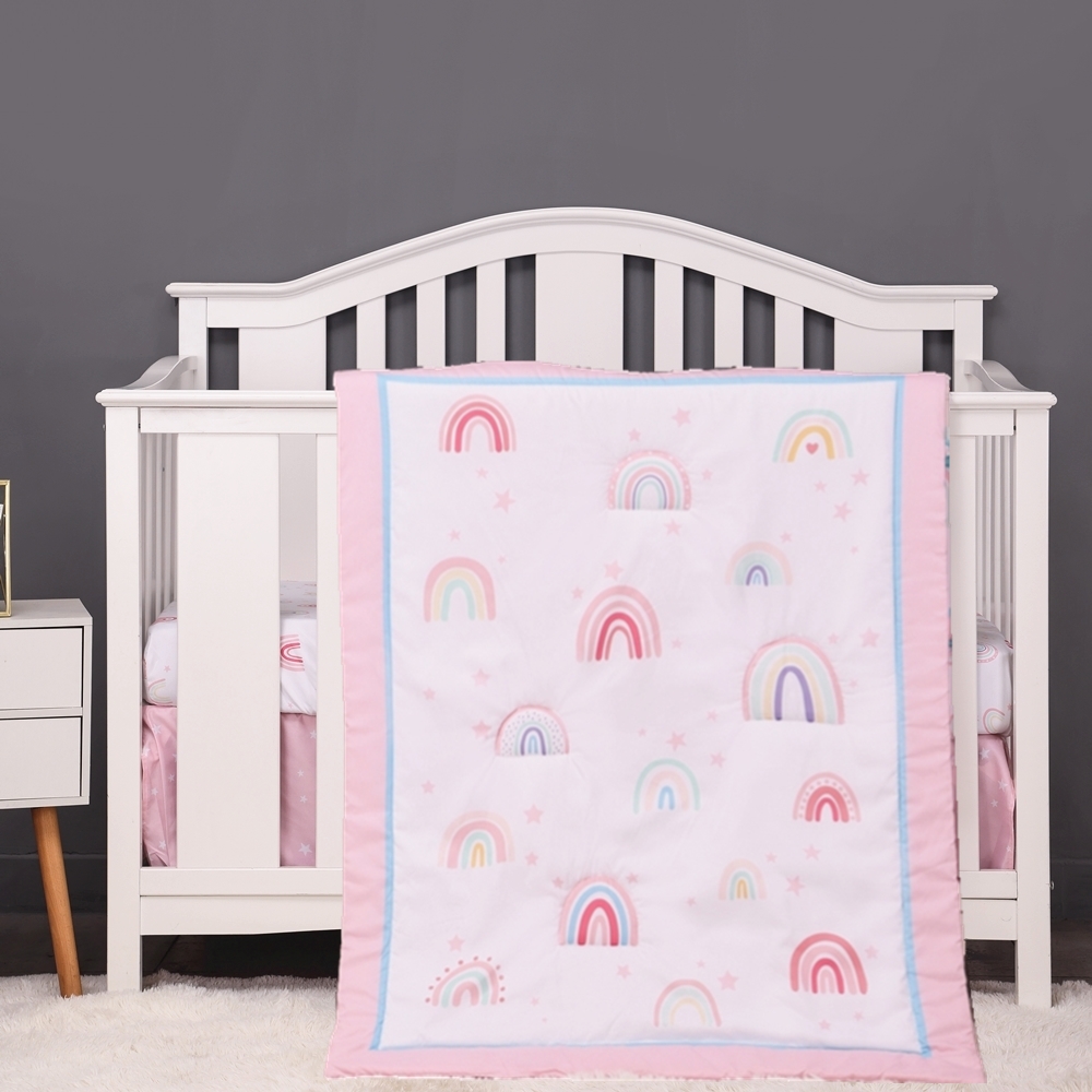 Baby Nursery Bedding Sets - 3Pcs Rainbow Baby Infant Crib Kids