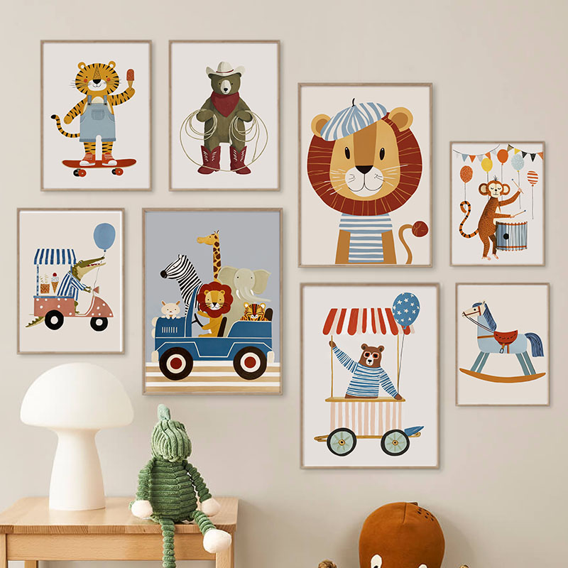 Baby Nursery Items - Funny Cartoon Animal Car Balloon Nursery
