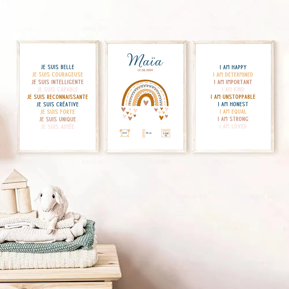 Baby Nursery Quotes Wall Art - Custom Baby Name Birth Poster Educational