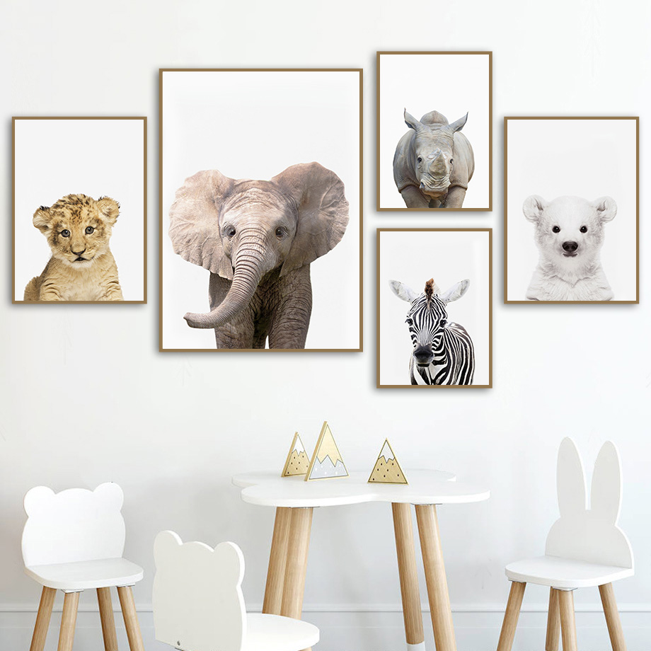 Baby Nursery Jungle Animals - 1pc frameless Canvas Painting Baby Safari