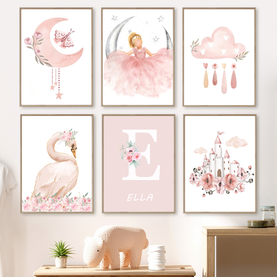 Pink Angel Girl Sun Moon Cloud - đánh giá và giá Baby Nursery Animal Prints