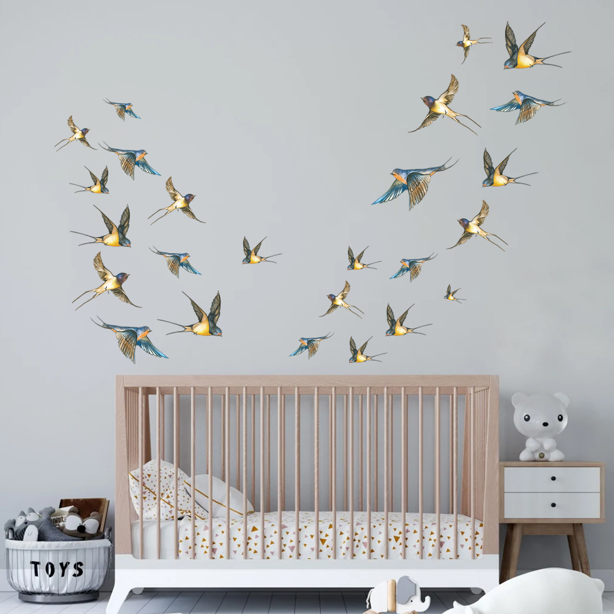 4Pcs Watercolor Multicolor Bir - đánh giá và giá Baby Nursery Furniture