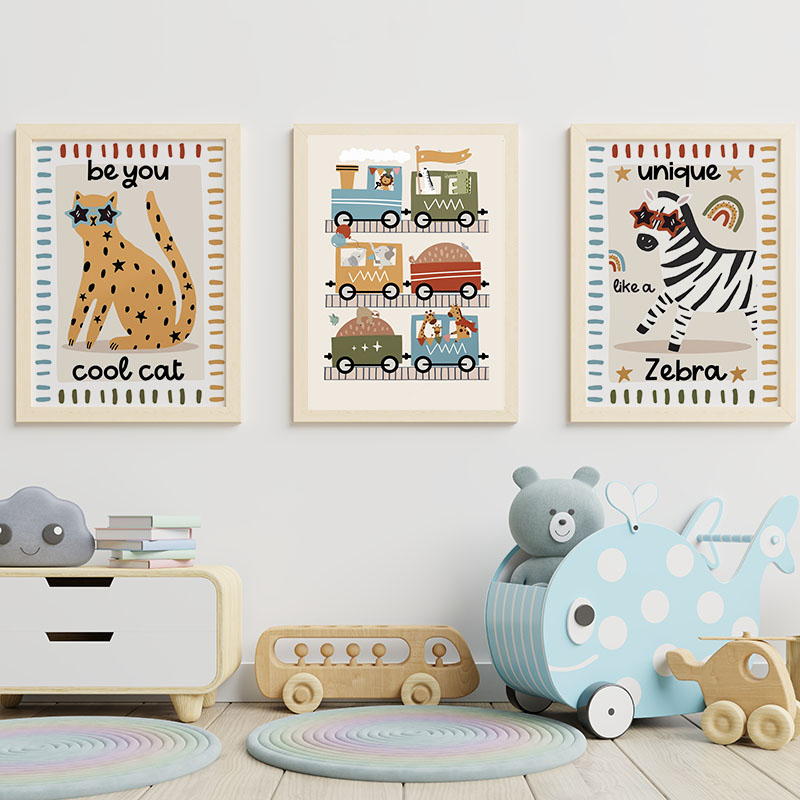 Funny Cartoon Animals Car Bus  - đánh giá và giá Baby Nursery Animal Prints