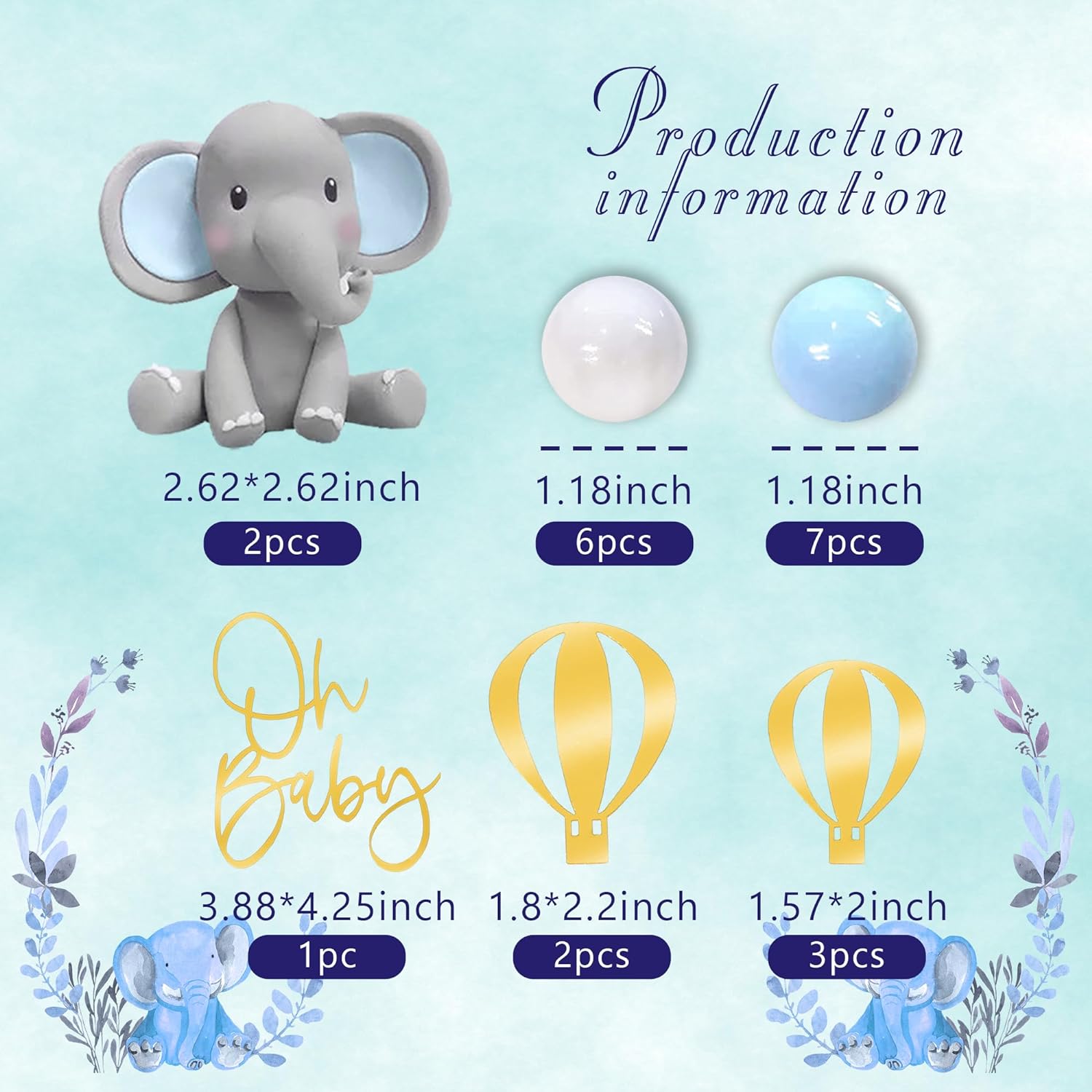 Elephant Cake Decoration Baby  - đánh giá và giá Baby Nursery Hot Air Balloon