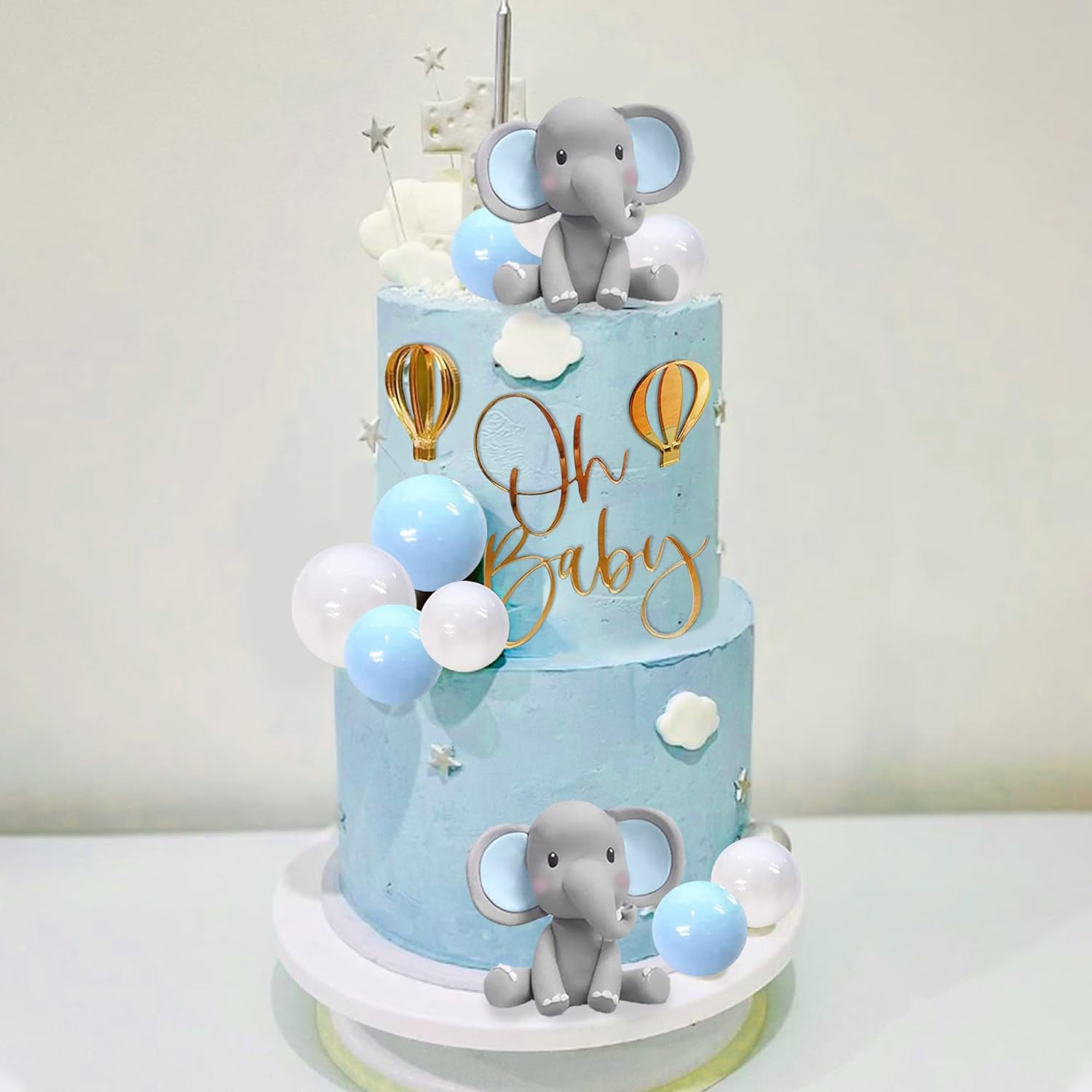Elephant Cake Decoration Baby  - đánh giá và giá Baby Nursery Hot Air Balloon