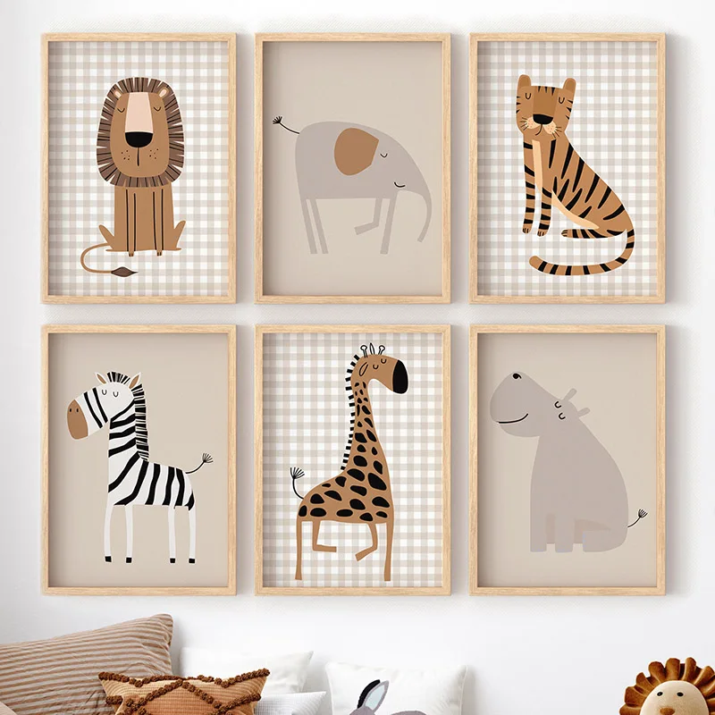 (No frame)Lion Tiger Elephant  - đánh giá và giá Baby Nursery Jungle Animals
