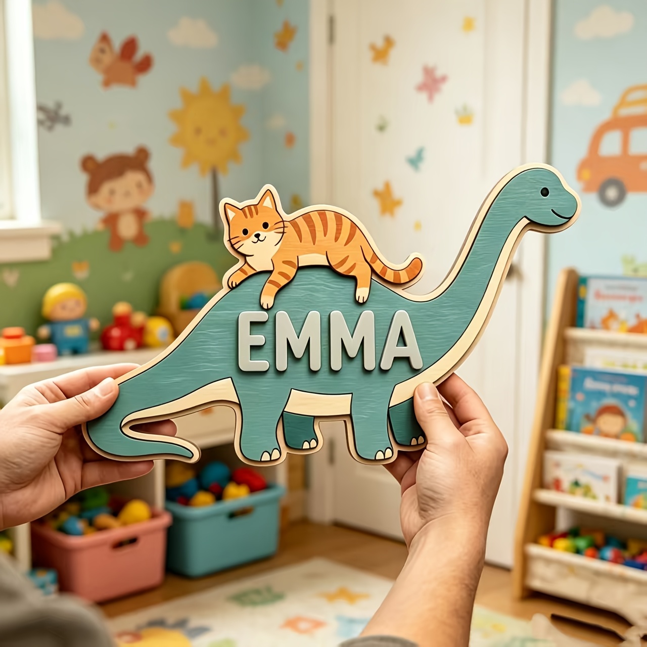 Personalized Cat Riding Dinosa - đánh giá và giá Baby Nursery Room