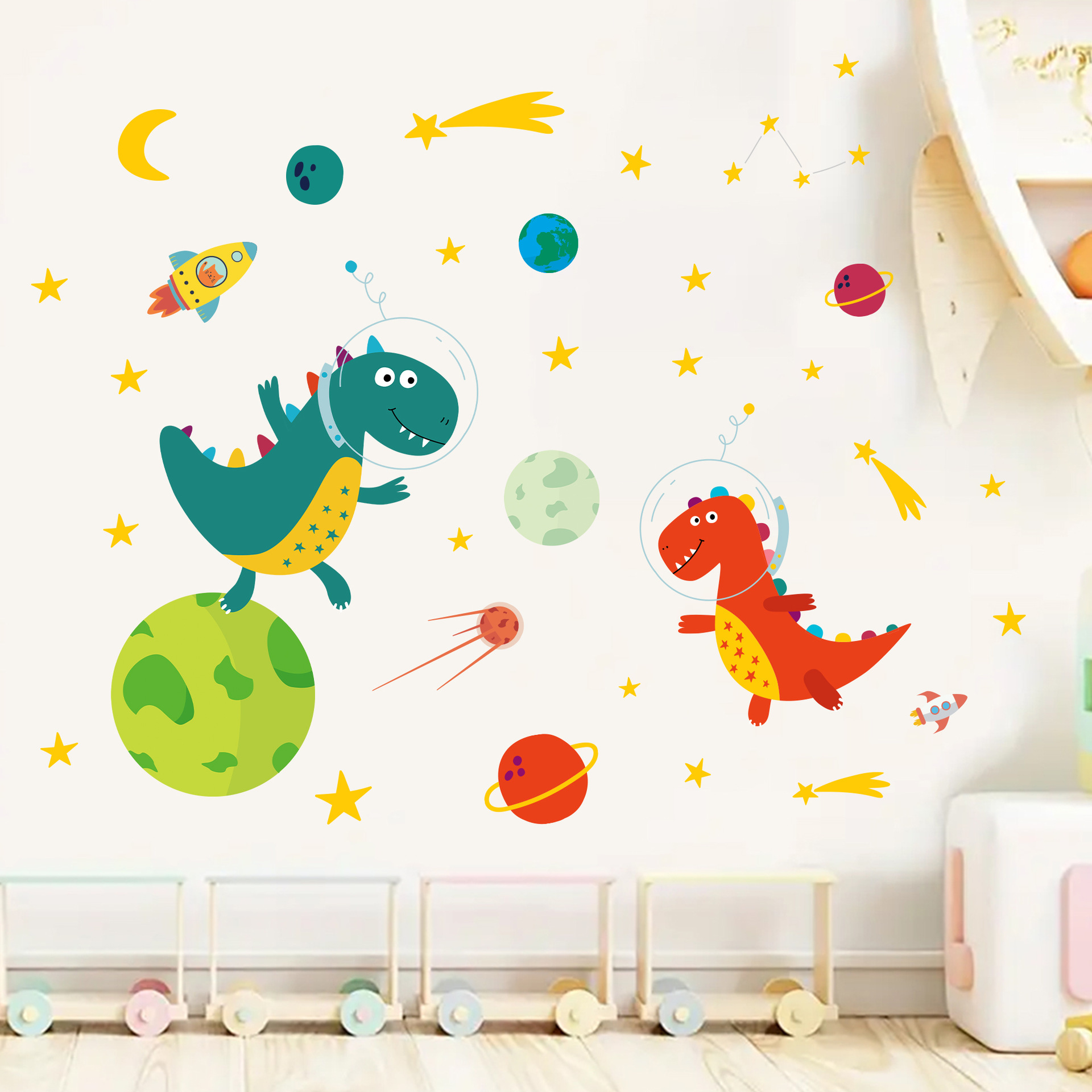 Space Astronaut Dinosaur Wall  - đánh giá và giá Baby Nursery Package