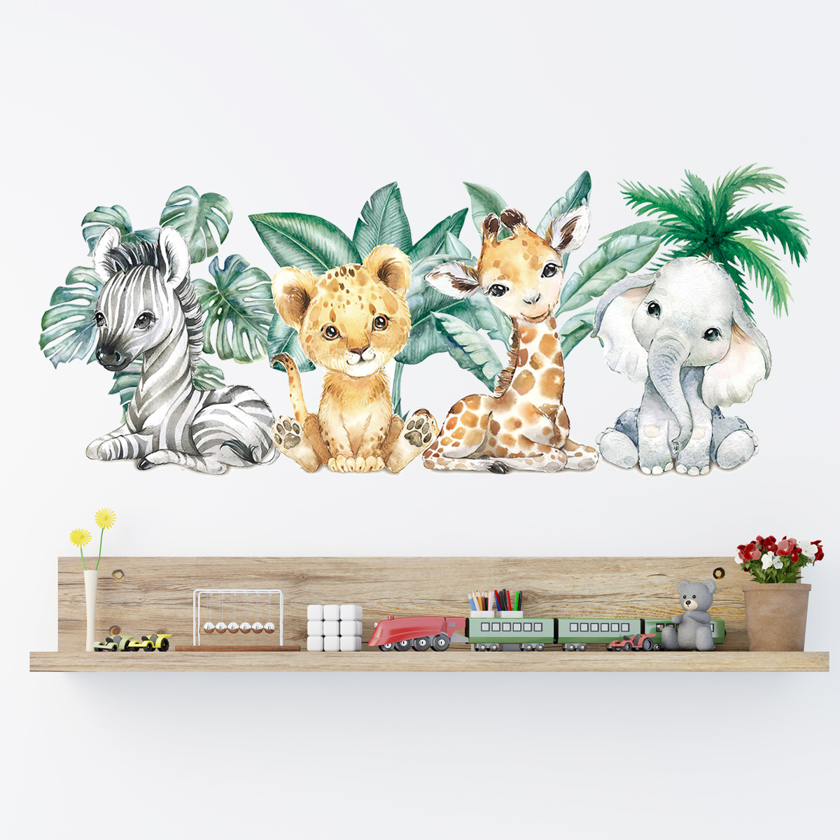Cartoon Cute Jungle Animals Wa - đánh giá và giá Baby Nursery Jungle Animals