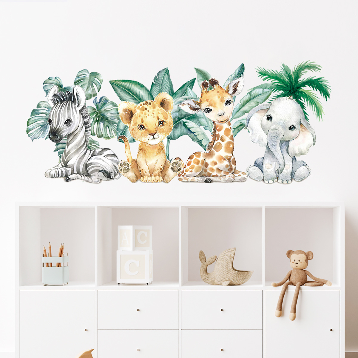 Cartoon Cute Jungle Animals Wa - đánh giá và giá Baby Nursery Jungle Animals