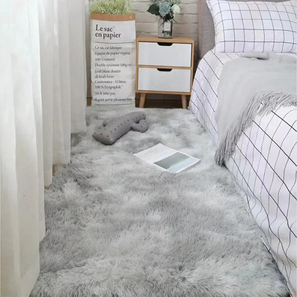 Fluffy Cream White Woolen Rug  - đánh giá và giá Baby Nursery Rug