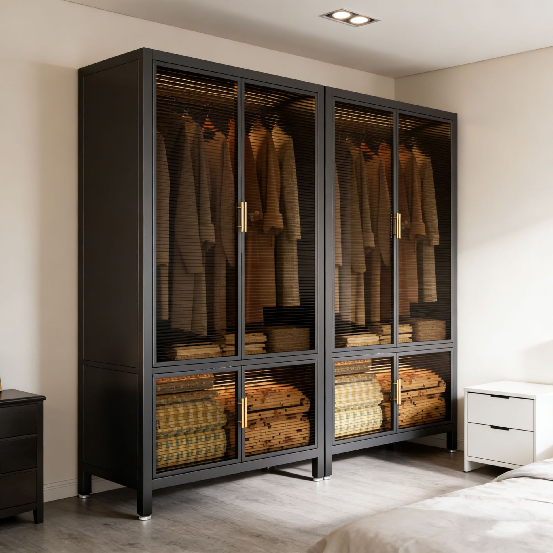 Steel Glass Wardrobe Closet Be - đánh giá và giá Closet Organizer Baby