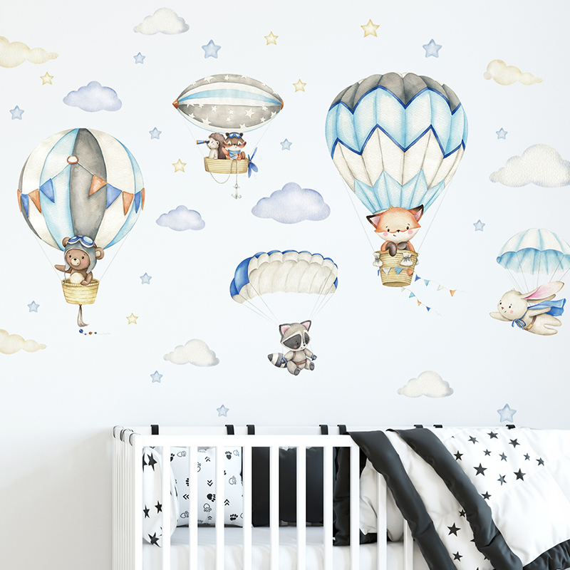 Cartoon Cute Animals Hot Air B - đánh giá và giá Baby Nursery Hot Air Balloon
