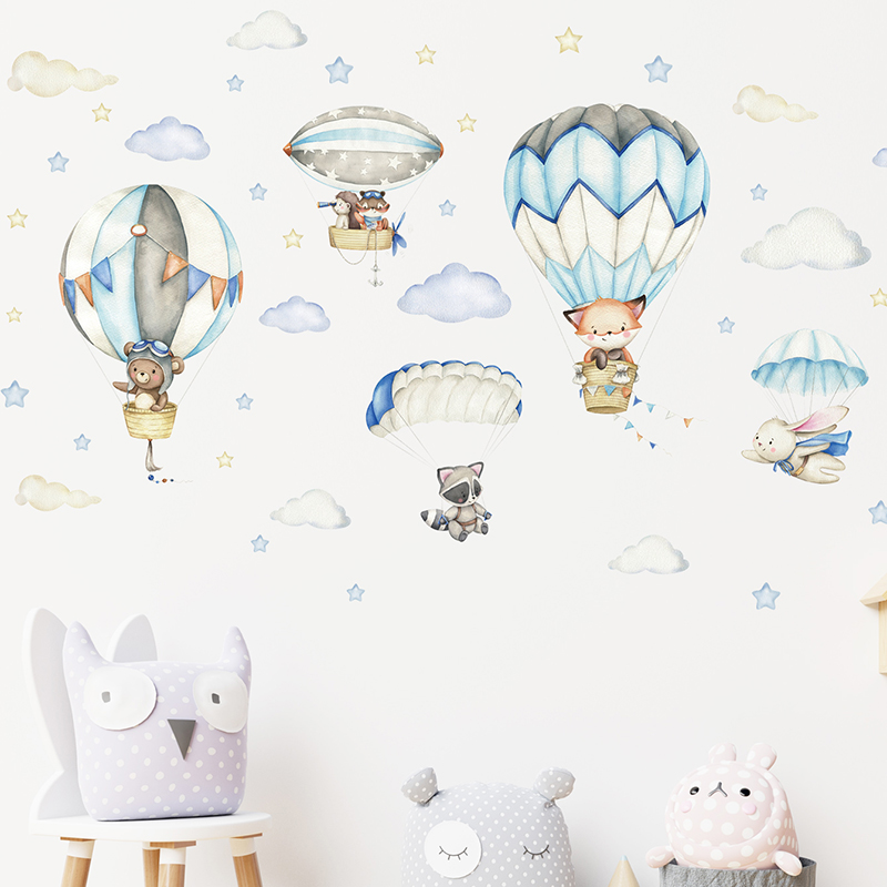 Cartoon Cute Animals Hot Air B - đánh giá và giá Baby Nursery Hot Air Balloon