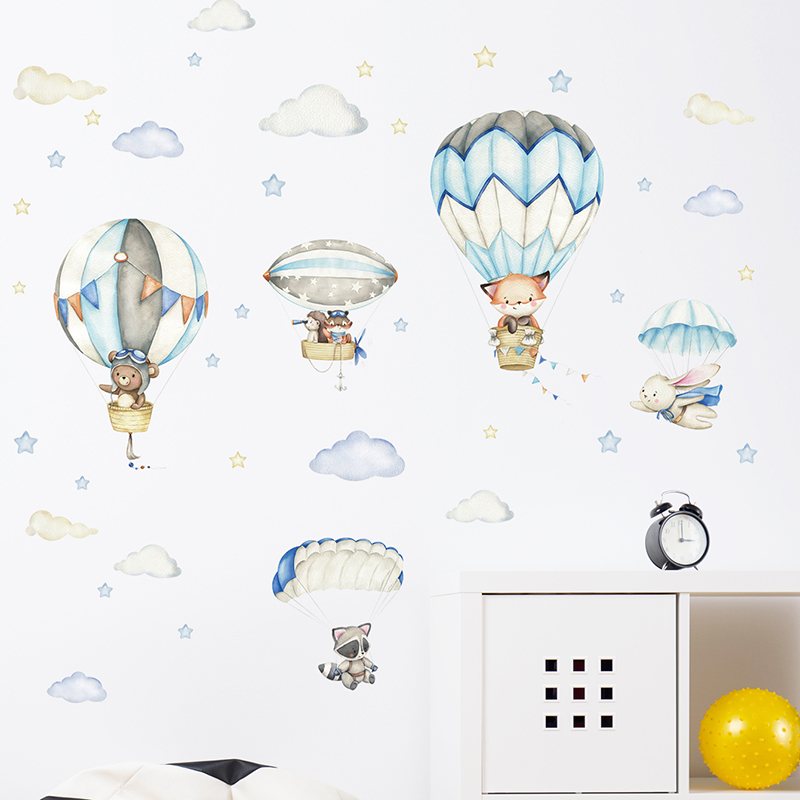 Cartoon Cute Animals Hot Air B - đánh giá và giá Baby Nursery Hot Air Balloon