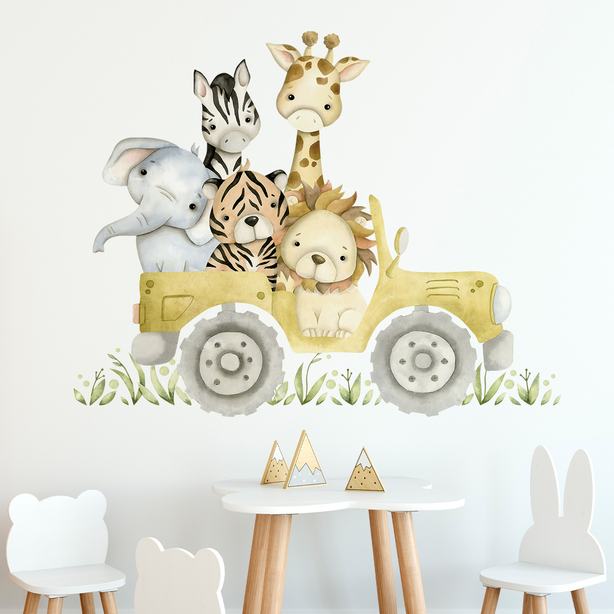 Cute Animals Drive Jeep Wall S - đánh giá và giá Baby Nursery Package