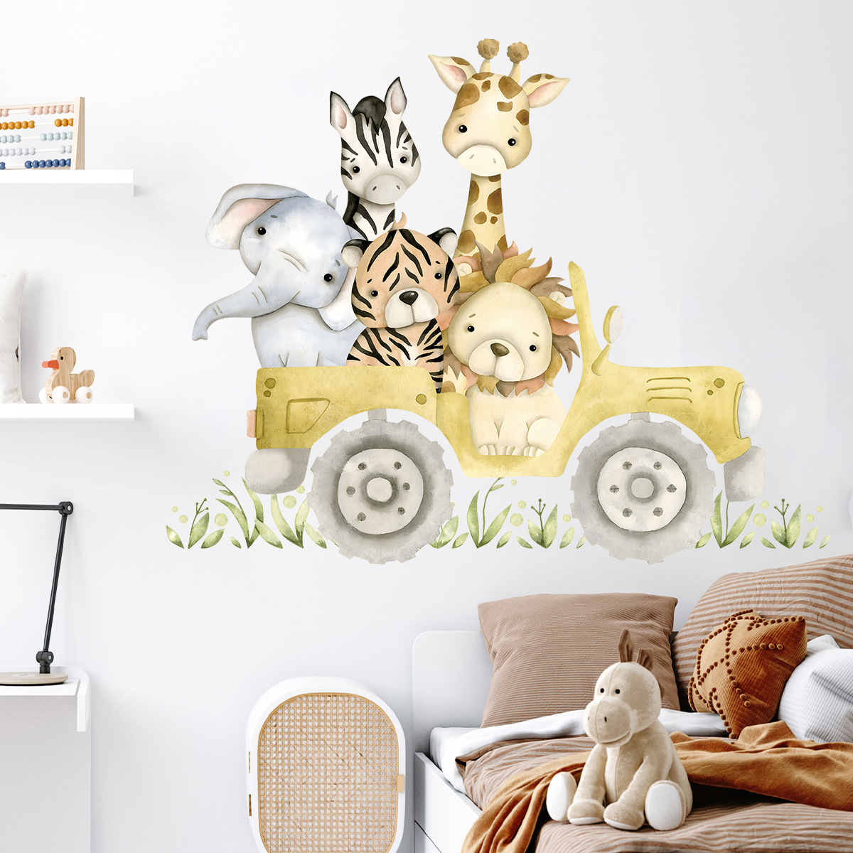 Cute Animals Drive Jeep Wall S - đánh giá và giá Baby Nursery Package