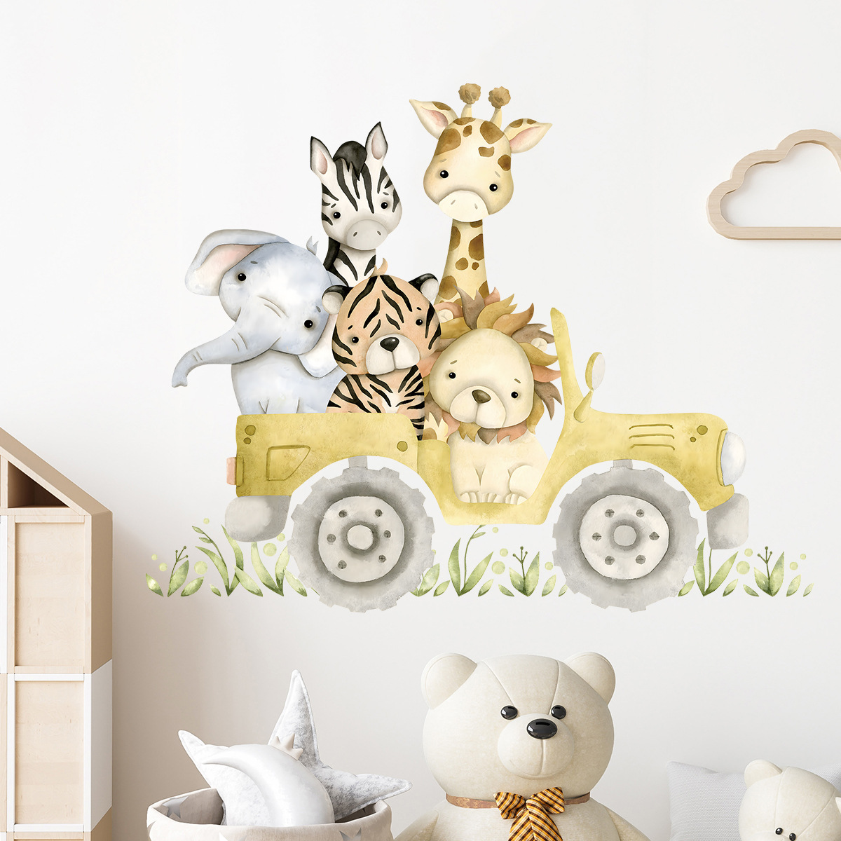 Cute Animals Drive Jeep Wall S - đánh giá và giá Baby Nursery Package