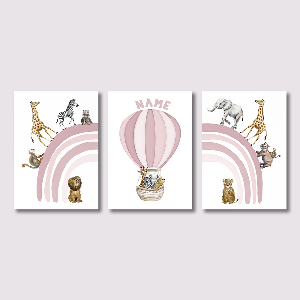 3PCS Safari Animal Nursery Can - đánh giá và giá Baby Nursery Hot Air Balloon