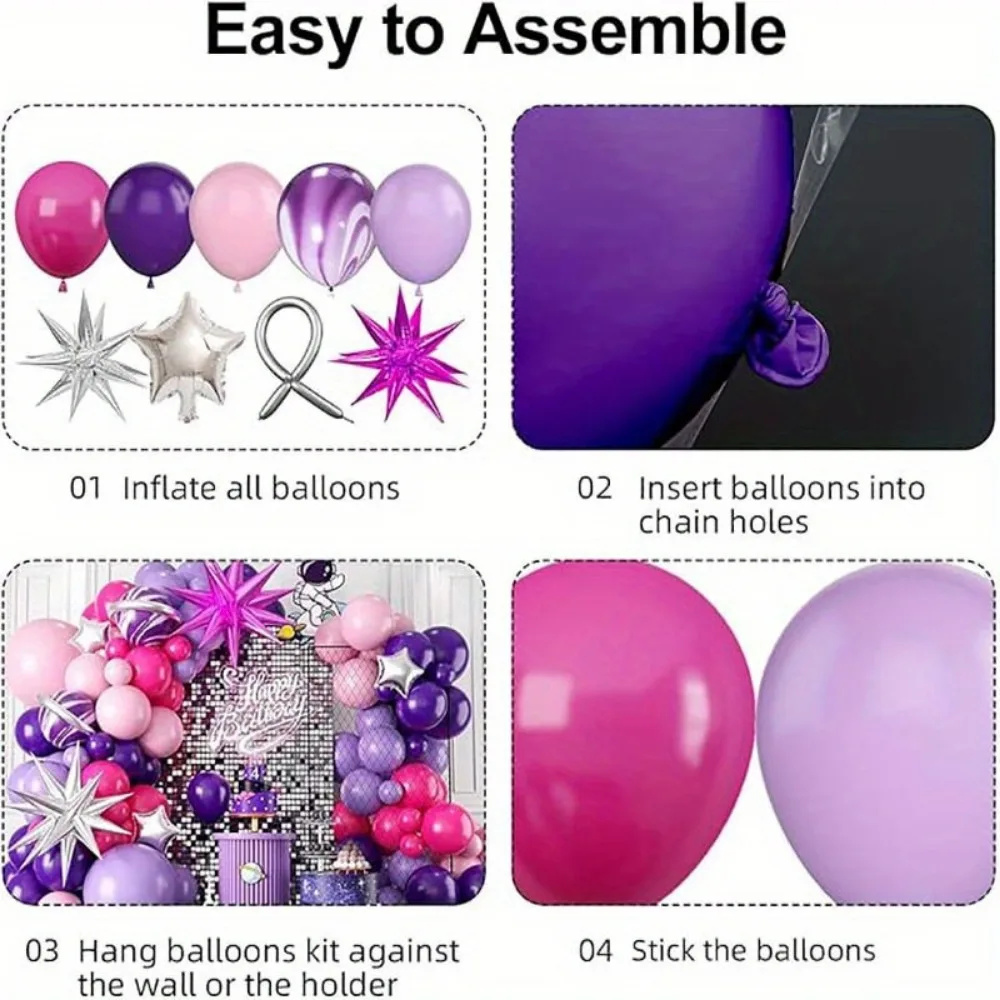 111Pcs Hot Pink Purple Latex B - đánh giá và giá Baby Nursery Hot Air Balloon