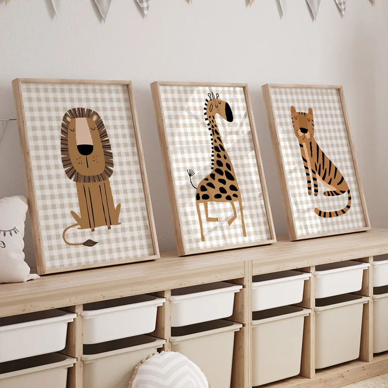 1PC Frameless Lion Tiger Eleph - đánh giá và giá Baby Nursery Jungle Animals