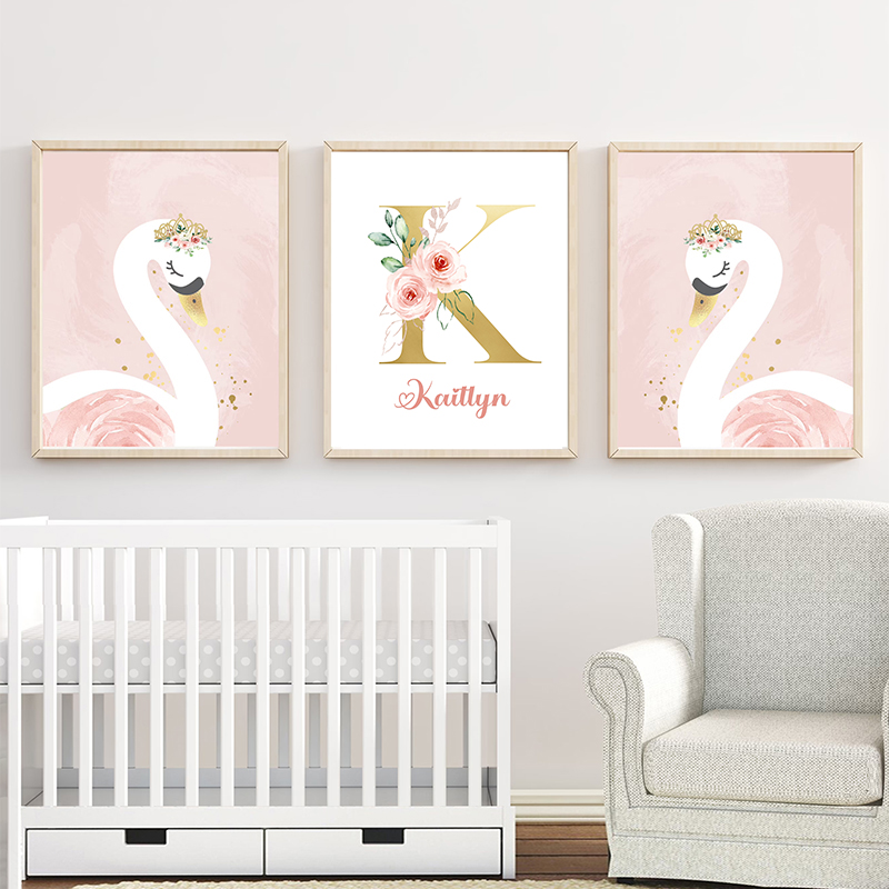 Pink Crown Swan Golden Customi - đánh giá và giá Baby Nursery Name Letters