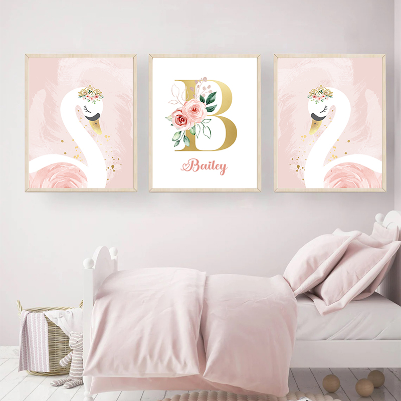 Pink Crown Swan Golden Customi - đánh giá và giá Baby Nursery Name Letters