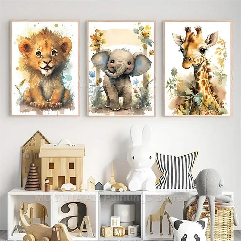 Watercolor Lion Giraffe Tiger  - đánh giá và giá Baby Nursery Animal Prints