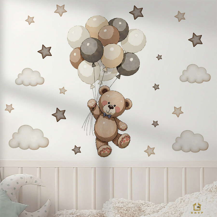 Adorable Teddy Bear Wall Decal - đánh giá và giá Baby Nursery Furniture