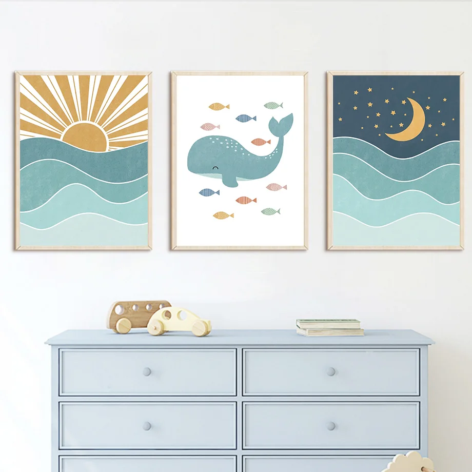 1pc frameless Fish Whale Seagu - đánh giá và giá Baby Nursery Quotes Wall Art