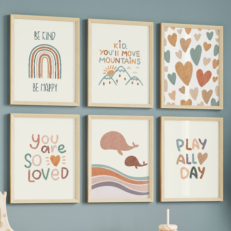 Cartoon Ocean WhaleRainbow Hea - đánh giá và giá Baby Nursery Quotes Wall Art