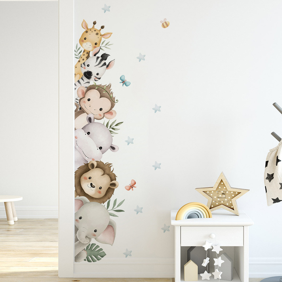 Door Stickers Watercolor Cute  - đánh giá và giá Baby Nursery Jungle Animals