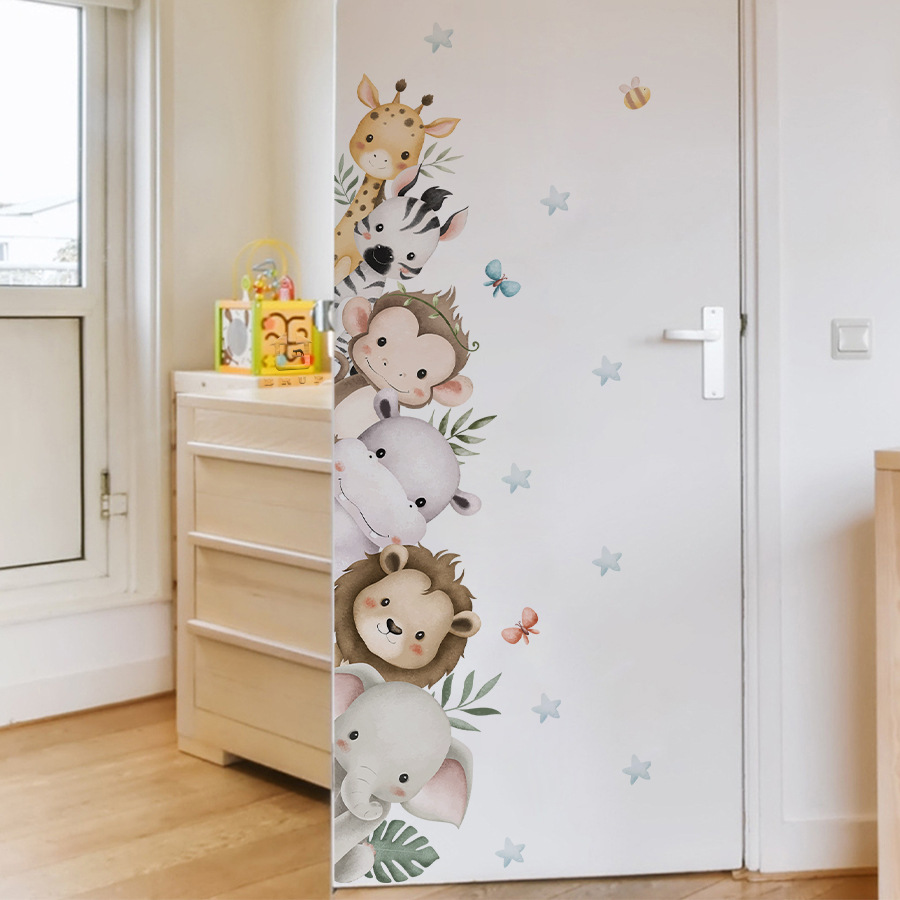 Door Stickers Watercolor Cute  - đánh giá và giá Baby Nursery Jungle Animals