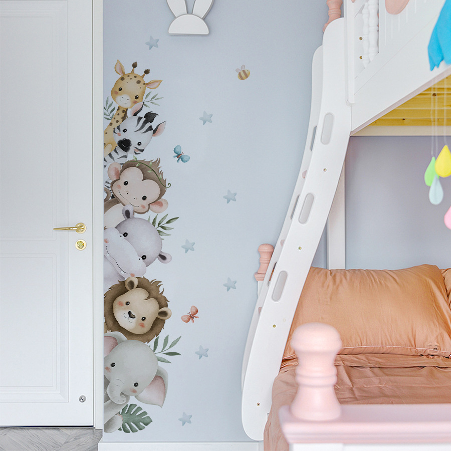 Door Stickers Watercolor Cute  - đánh giá và giá Baby Nursery Jungle Animals