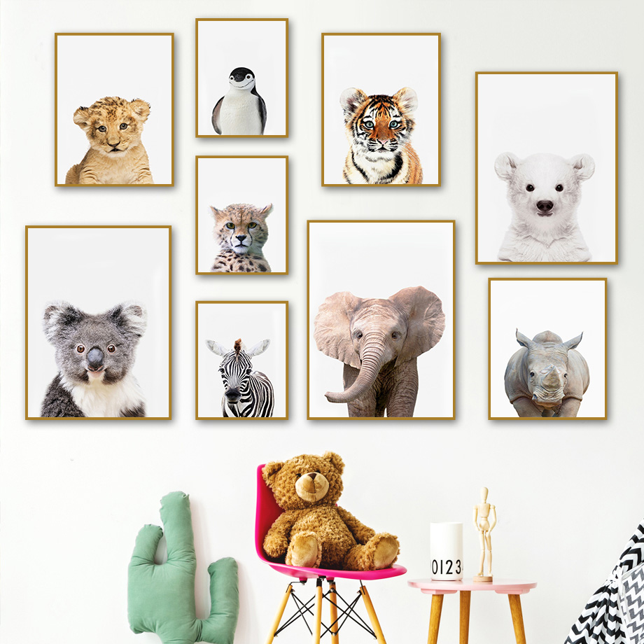 1pc frameless Canvas Painting  - đánh giá và giá Baby Nursery Jungle Animals