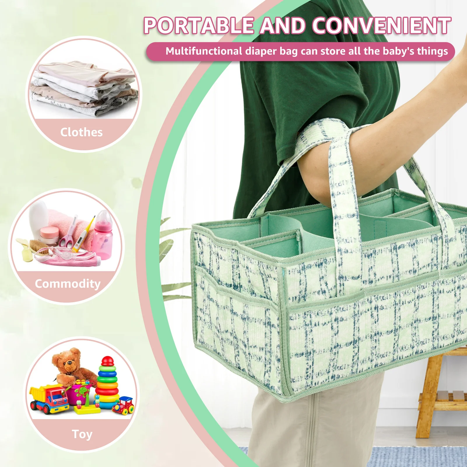 Baby Diaper Caddy Bag Portable - đánh giá và giá Baby Nursery Handles