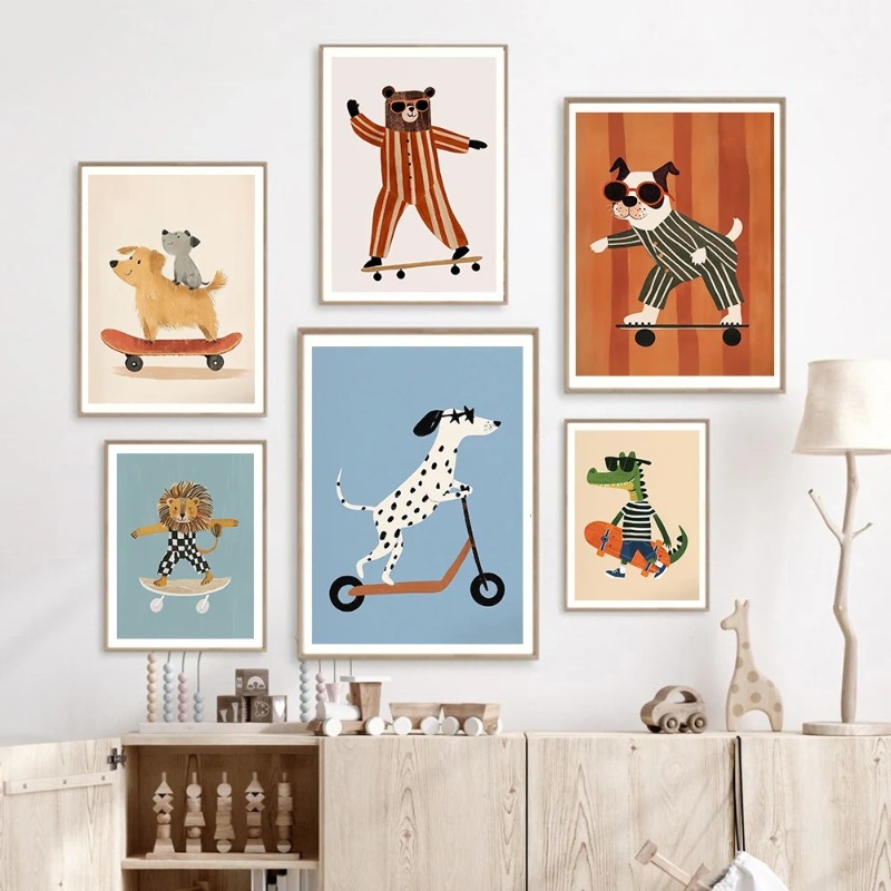 1pc frameless Funny Animals Ra - đánh giá và giá Baby Nursery Animal Prints
