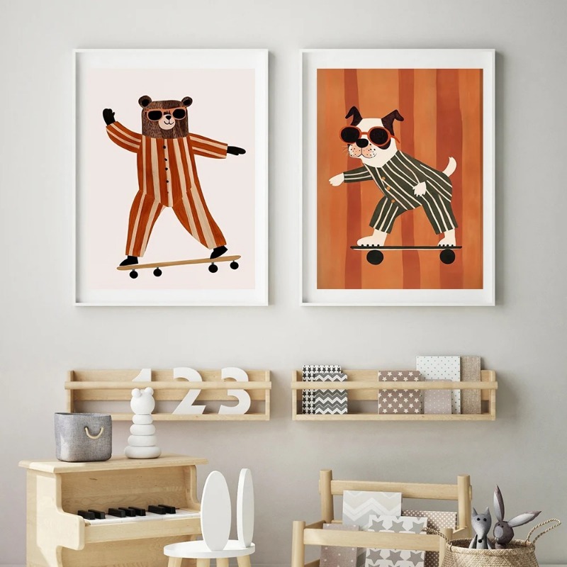 1pc frameless Funny Animals Ra - đánh giá và giá Baby Nursery Animal Prints