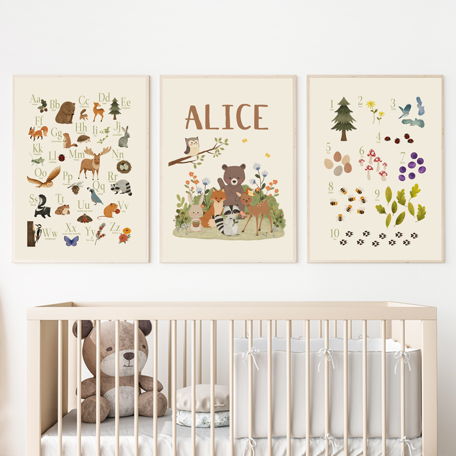 1pc frameless Cute Rabbit Fox  - đánh giá và giá Baby Nursery Animal Prints