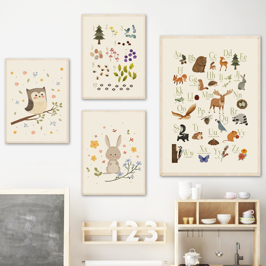 1pc frameless Cute Rabbit Fox  - đánh giá và giá Baby Nursery Animal Prints