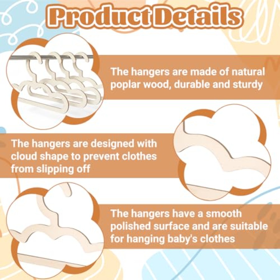 10Pcs Wooden Hangers for Baby  - đánh giá và giá Closet Organizer Baby